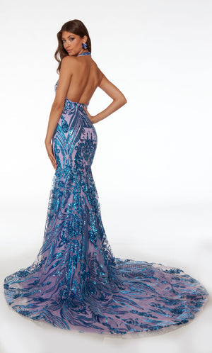 UNK-61630. Long, Halter Neckline, Mermaid, Open Back image 1