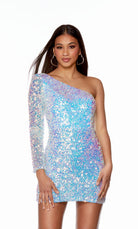 UNK-4771. Short, One Shoulder, Straight, Closed Back image 0