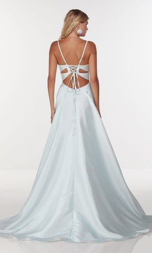 UNK-1736. Long Sexy Dress, Plunging Neckline, A-line image 1