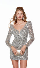 UNK-4789. Short, Plunging Neckline, Straight, Open Back image 2