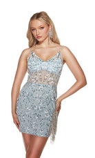 UNK-4871. Short, V-neck, Straight, Lace-up Back image 0