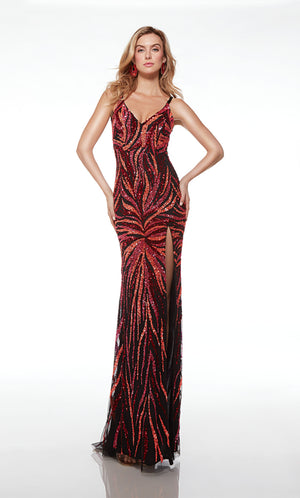UNK-61694. Long, V-neck, Straight, Cut Out Back image 0