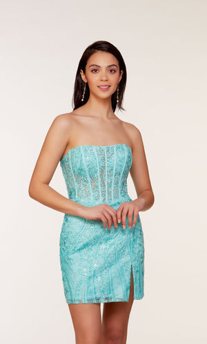 UNK-4616. Short, Strapless, Straight, Lace-up Back image 5