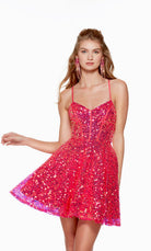 UNK-3123. Short, V-neck, A-line, Lace-up Back image 0