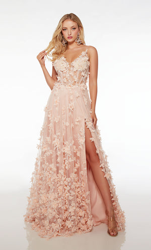UNK-61533. Long, Plunging Neckline, A-line, Open Back image 0