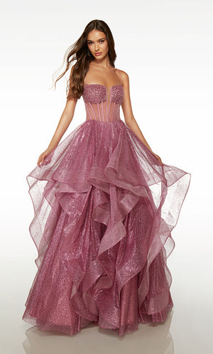 UNK-61524. Long, Strapless, Ballgown, Lace-up Back image 0