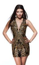 UNK-4894. Short, Plunging Neckline, Straight image 3