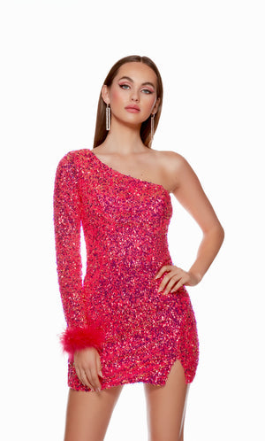 UNK-4752. Short, One Shoulder, Straight, Closed Back image 0