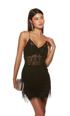 UNK-4804. Short, V-neck, Straight, Strappy Back image 3