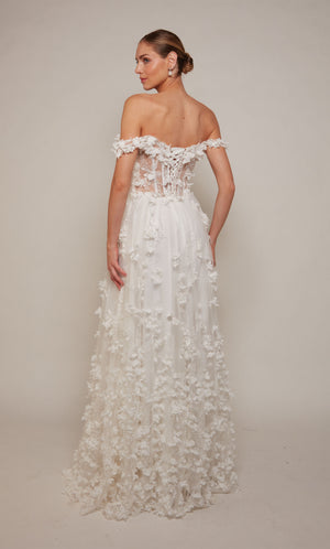 UNK-61308. Long, Off The Shoulder, A-line, Lace Up Back image 2
