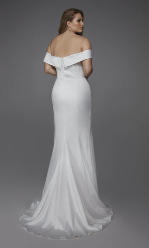 UNK-Wedding Dress: 7020. Long, Off The Shoulder, Fit N Flare image 4