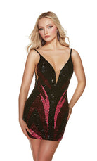 UNK-4884. Short, Plunging Neckline, Straight image 6