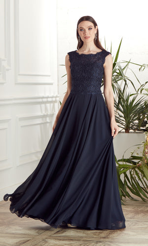 UNK-27504. Long Formal Dress, Illusion Neckline, Flowy image 0