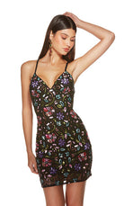 UNK-4882. Short, V-neck, Straight, Strappy Back image 1
