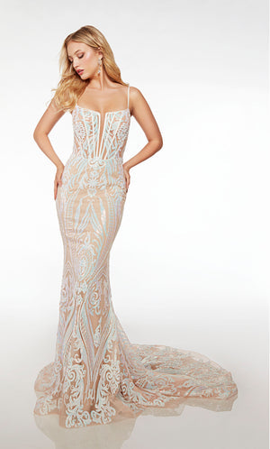 UNK-61724. Long, Plunging Neckline, Fit And Flare image 0
