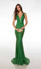 UNK-61566. Long, Plunging Neckline, Fit N Flare image 0