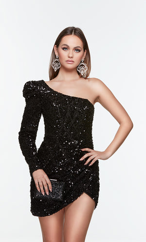 UNK-4539. Short, One Shoulder, Straight, Closed Back image 0