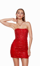 UNK-4616. Short, Strapless, Straight, Lace-up Back image 0