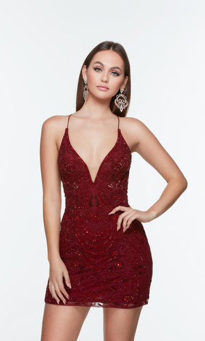 UNK-4510. Short, Plunging Neckline, Straight image 3