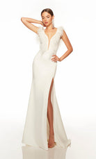 UNK-7087. Long, Plunging Neckline, Straight, Open Back image 2