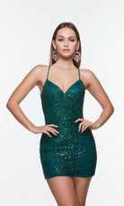 UNK-4515. Short, V-neck, Straight, Strappy Back image 2