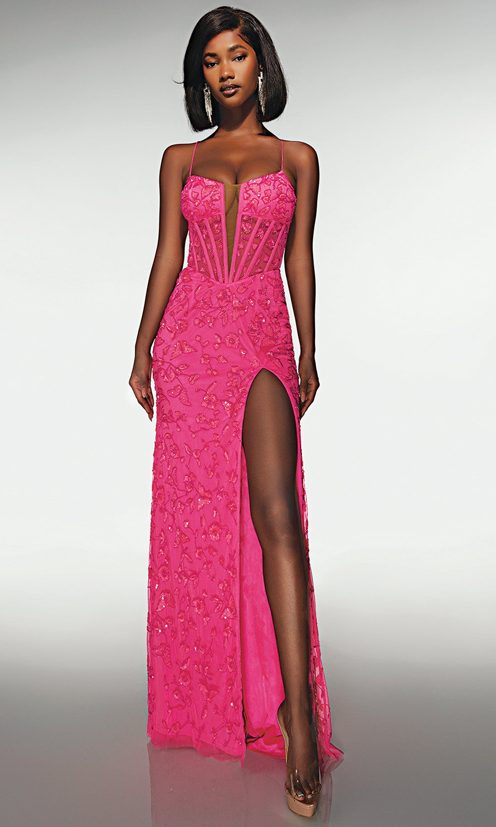 alyce designs beaded dress Alyce Paris 61389 Sequin Beaded Fringe Off the Shoulder Dress CARIBBEAN / 4