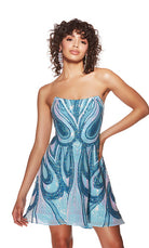 UNK-3782. Short, Strapless, A-line, Lace-up Back image 3