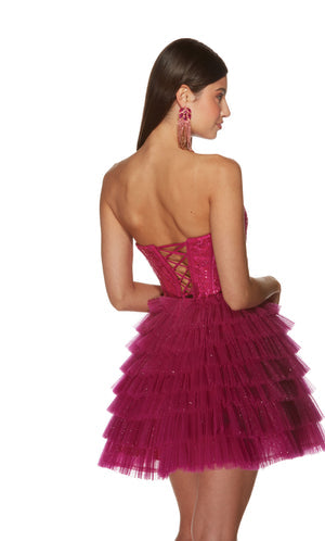 UNK-3767. Short, Strapless, A-line, Lace Up Back image 3