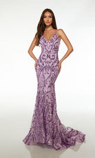 UNK-61659. Long, V Neckline, Fit N Flare, Open Back image 2