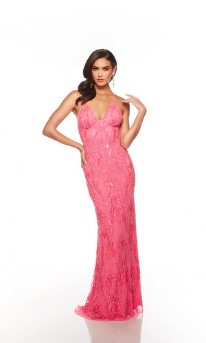 UNK-88006. Long, V Neckline, Straight, Open Back image 4