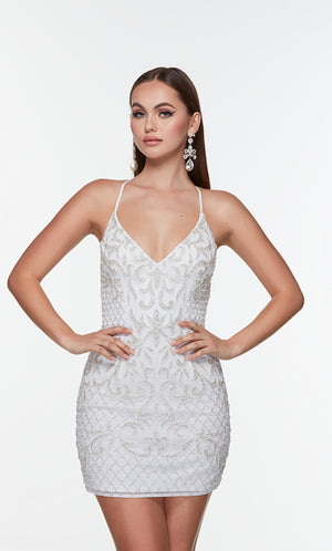 UNK-4506. Short, V-neck, Straight, Strappy Back image 2