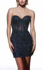 UNK-4861. Short, Strapless, Straight, Lace-up Back image 3