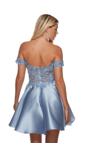 UNK-3141. Short, Off The Shoulder, A-line, Closed Back image 1