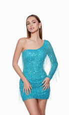 UNK-4646. Short, One Shoulder, Straight, Closed Back image 5