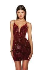 UNK-4933. Short, Plunging Neckline, Straight image 1