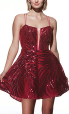 UNK-3783. Short, Plunging Neckline, A-line image 3