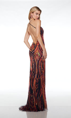 UNK-61692. Long, Plunging Neckline, Straight, Open Back image 1