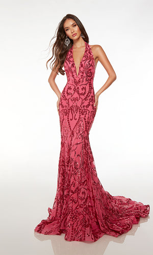 UNK-61494. Long, Plunging Halter Neckline, Mermaid image 0