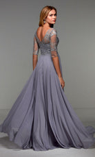 UNK-27475. Long Chiffon Dress, Illusion Neckline, Flowy image 7