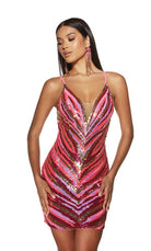 UNK-4885. Short, Plunging Neckline, Straight image 1