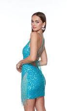 UNK-4624. Short, Plunging Neckline, Straight, Open Back image 7