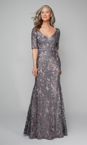UNK-27497. Long Formal Dresses, Illusion Neckline, Fit N Flare image 3