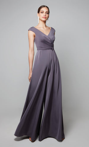 UNK-27559. Long, V-neck, Jumpsuit, V Shaped Back image 1