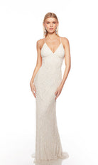 UNK-88006. Long, V Neckline, Straight, Open Back image 0