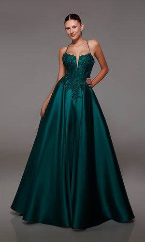 UNK-1817. Long, Plunging Neckline, Ballgown image 0