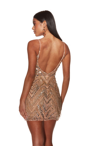 UNK-4802. Short, V-neck, Straight, Open Back image 1