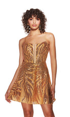 UNK-3783. Short, Plunging Neckline, A-line image 2