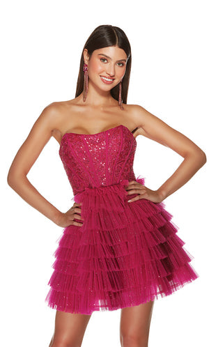 UNK-3767. Short, Strapless, A-line, Lace Up Back image 4
