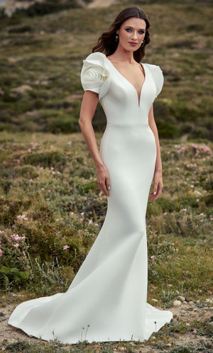 UNK-7066. Long, Plunging Neckline, Fit N Flare image 1