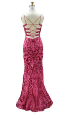UNK-61495. Long, V-neckline, Fit N Flare, Strappy Back image 1